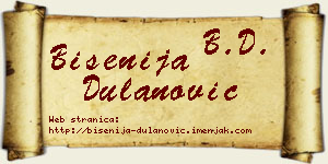 Bisenija Dulanović vizit kartica